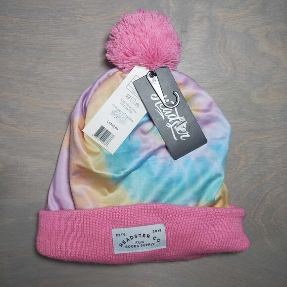 Headstar Co NWT rainbow toque pompom pink comfortable size medium kids - Picture 1 of 6